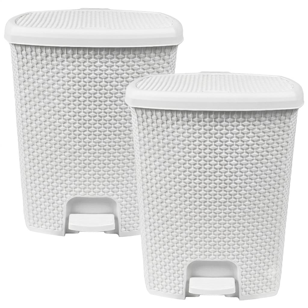 Lixeira Rattan Com Pedal 7,5 Litros Cesto de Lixo Com Tampa Para Cozinha Banheiro Escritório Reforçada