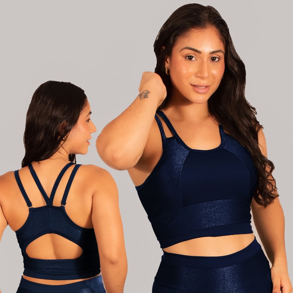 Cropped Fitness Top Academia Poliamida Canelada Costa Nua