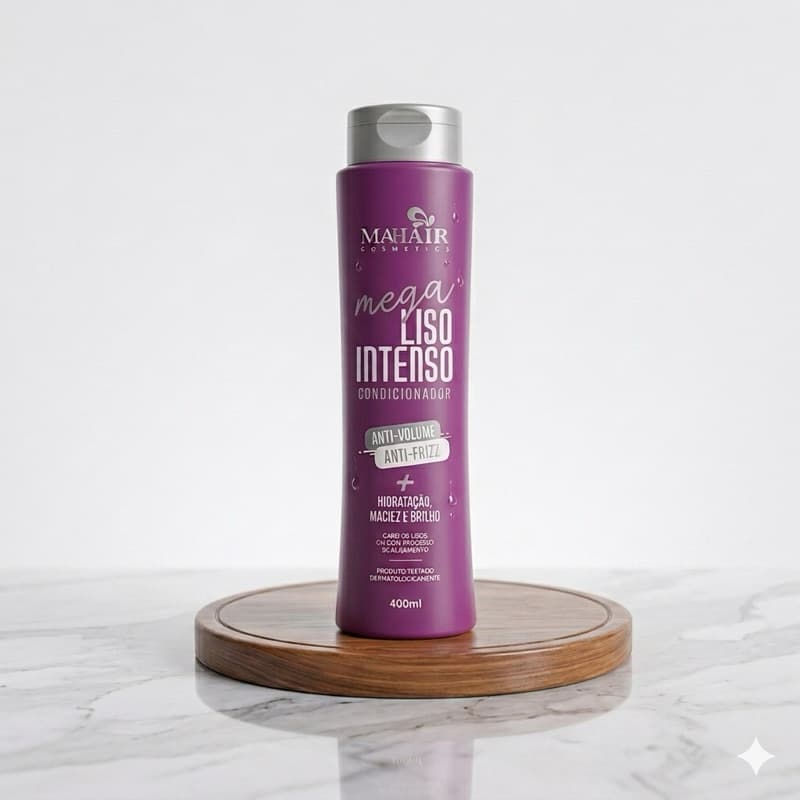 Condicionador Mega Liso Intenso 400ml Antifrizz Alinhamento Capilar Hidratação Brilho e Maciez