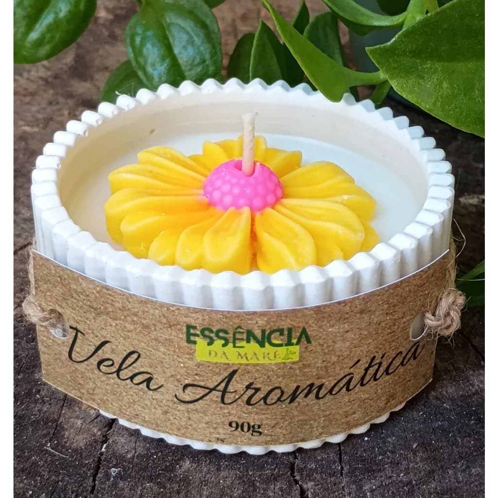 🌸 Vela Aromática Flowers 95g Artesanal com Flor Decorativa Essência Premium Perfumada