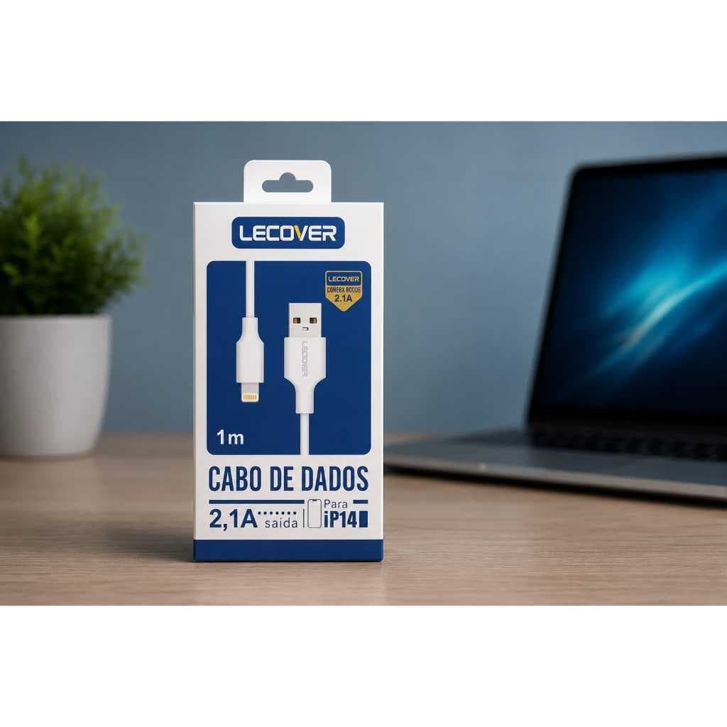Cabo Lightning iPhone 1m 2.1A Carregamento Rápido Cabo de Dados USB para iPhone 14 13 12 11 X XR 8 7 Lecover