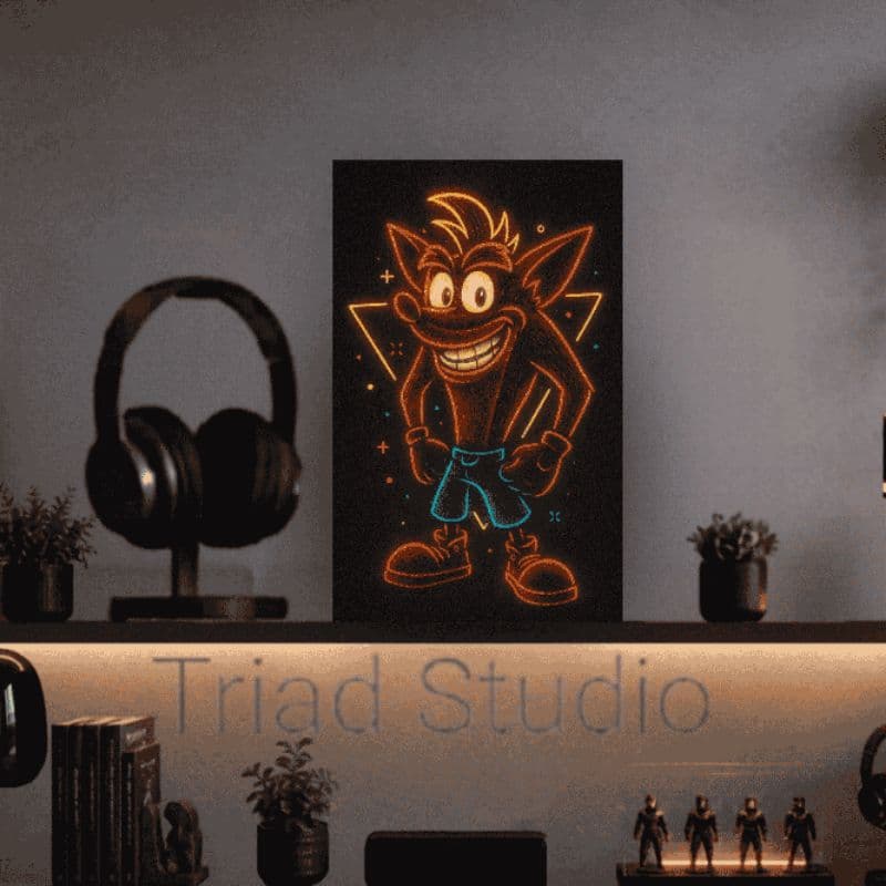 Quadro Decorativo Crash Bandicoot MDF 15x21cm Placa Decorativa Geek Gamer Arte de Parede Premium