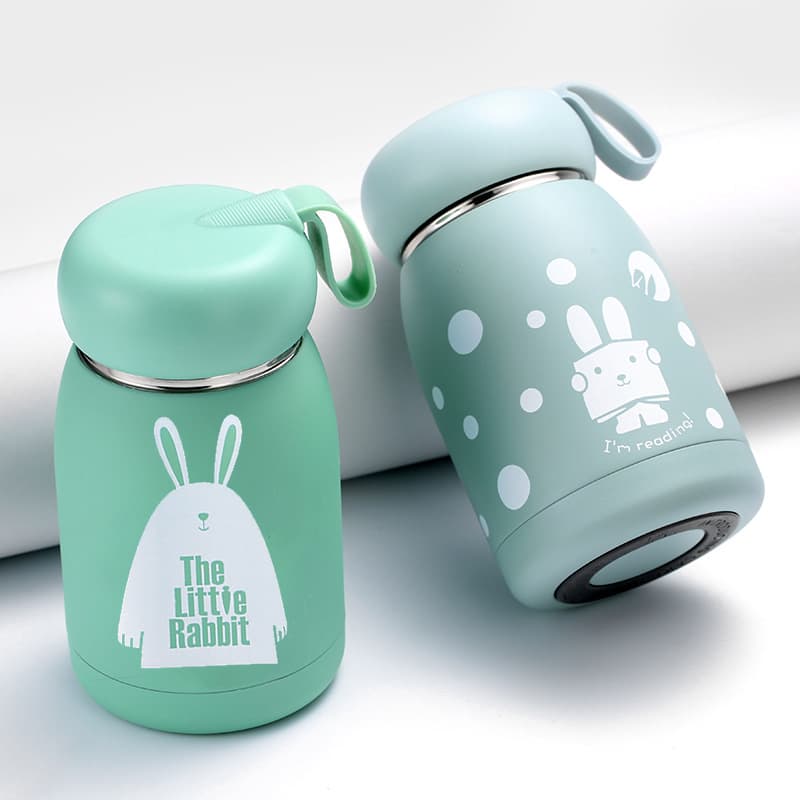 Garrafa Térmica Mini Coelhinho 320ml Aço Inox 304 Portátil Sem Vazamento Copo Térmico Feminino para Escola Viagem