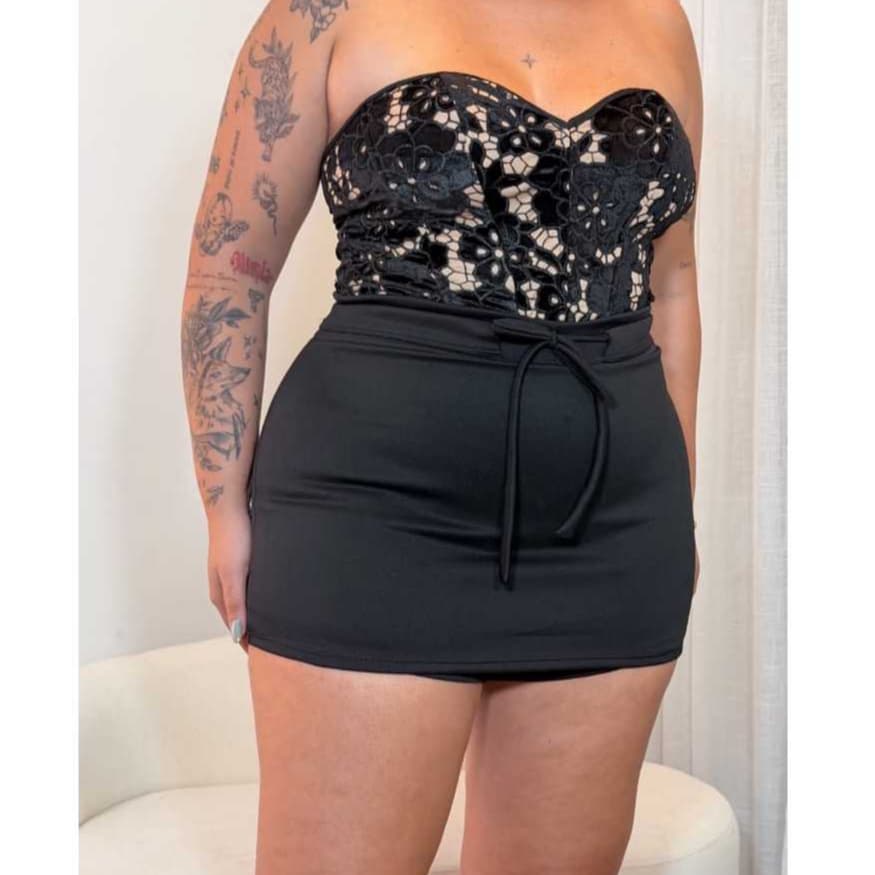 Short Saia Plus Size Feminino Neoprene Premium Não Marca Cós Alto Cordal Tendência Verão/Inverno 2026