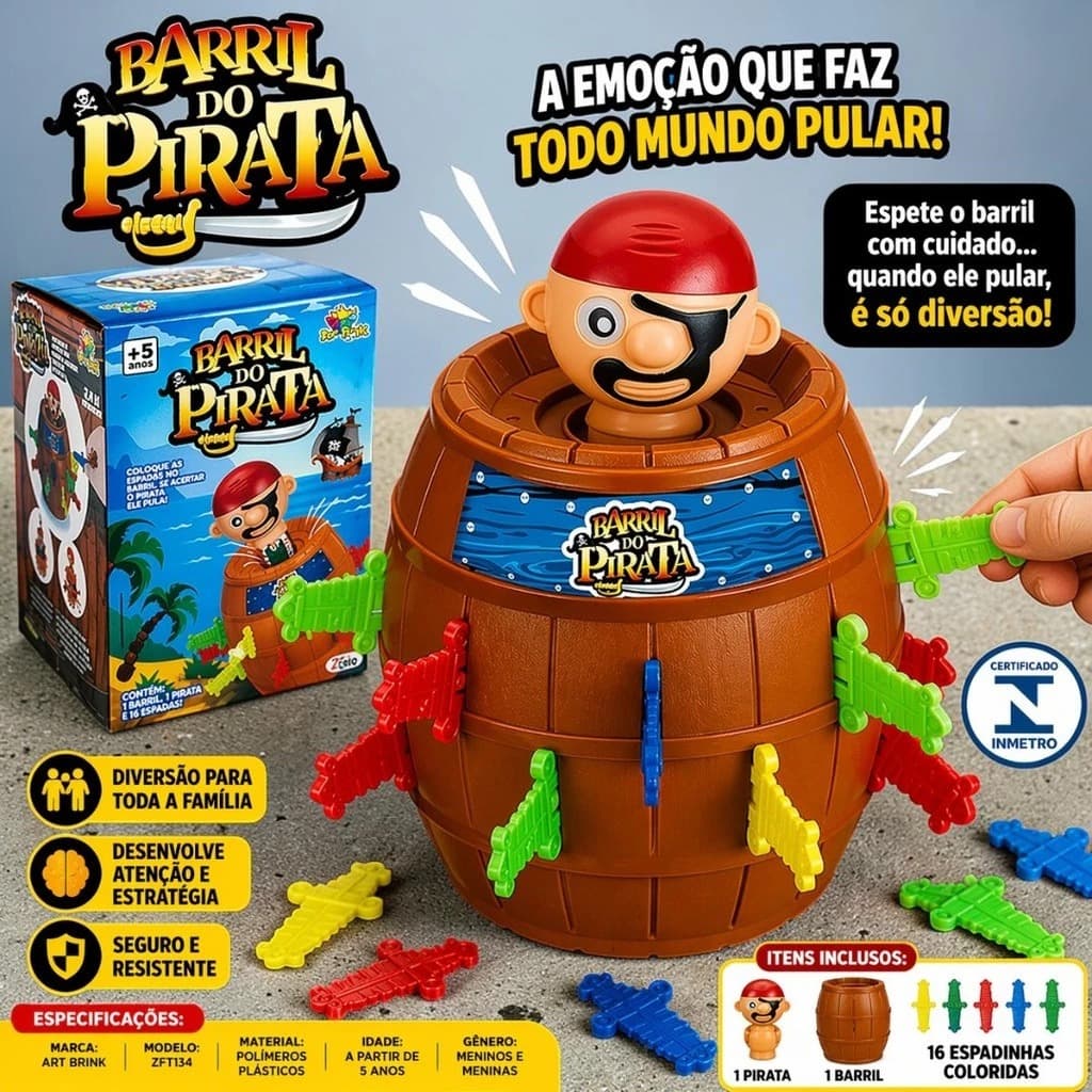 Jogo Pula Pirata Jump Infantil Com 16 Espadas /  Diversão, suspense muitas risadas para família