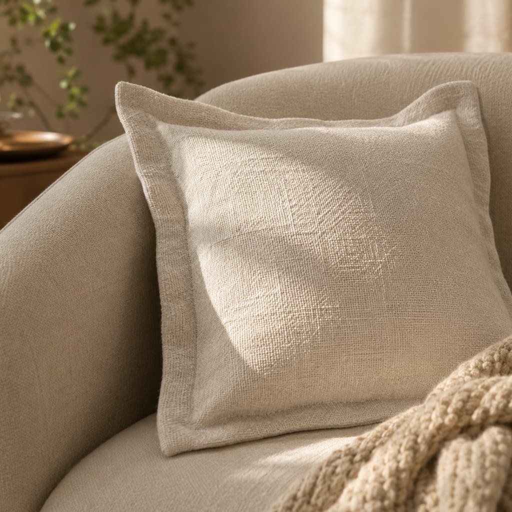 Capa de Almofada Rustic Linho C/ Abas Luxo Decorativa para Sofá Cama Texturizada C/ Zíper