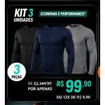 Kit 3 OU 2 camisas Termicas Proteção Uv 50+ Camisa Fitness para academia Camisa Motoboy