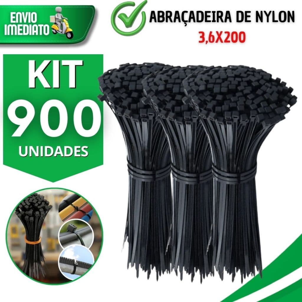 Abraçadeiras Nylon Cor Preta 3,6x200MM Cinta Plástica Resistente Praticidades