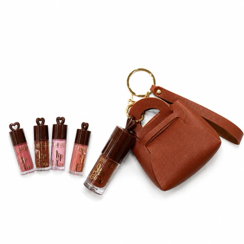 Lip Gloss Chaveiro Bolsa Femme Paris Hidratante – Kit com 4 Cores