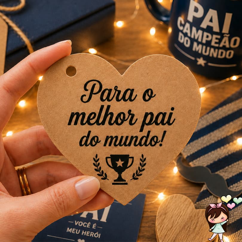 TAG DIA DOS PAIS PARA PRESENTES  | 7X6CM EM PAPEL KRAFT  + FIO DE JUTA  |  ENVIO RÁPIDO!