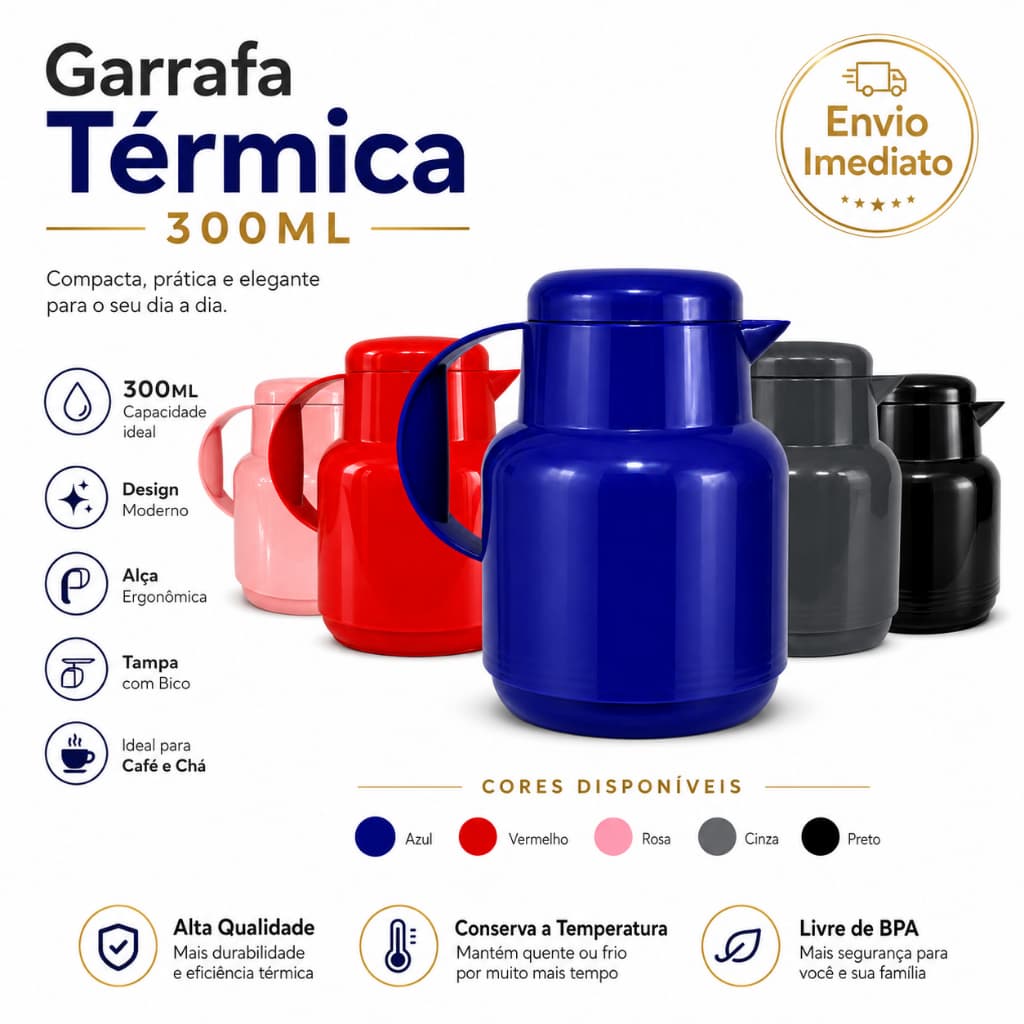 Garrafa Termica 300ml Compacta Cafe Cha Livre De BPA Envio Imediato Varias Cores Envio Imediato