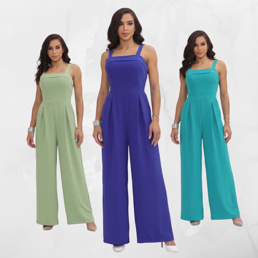 MACACÃO FEMININO PANTALONA ELEGANTE TECIDO DUNA ALÇA GROSSA LONGO MODA CONFORTÁVEL CHIC