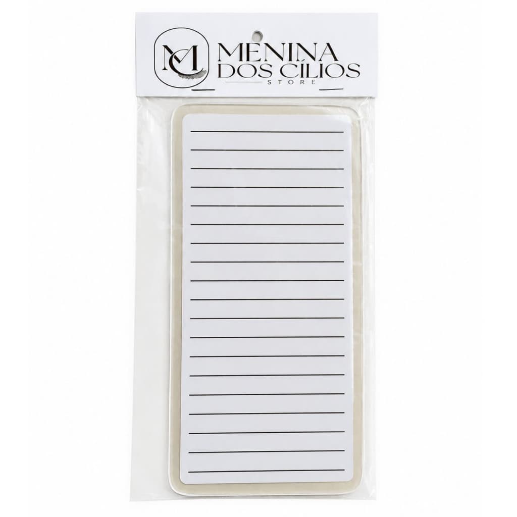 Placa de Suporte Grande Para Cílios em acrílico com fundo branco 10 x 20