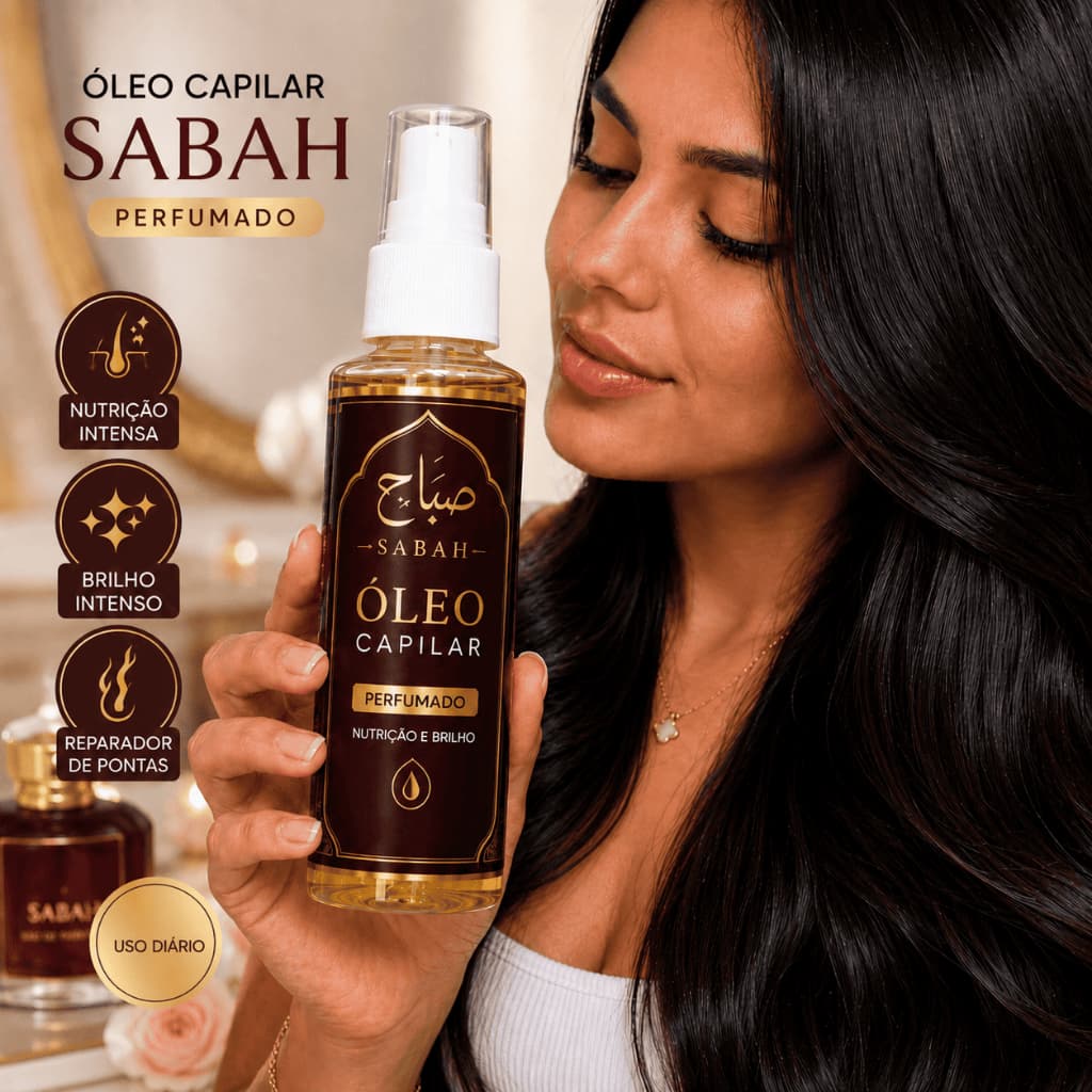 Óleo Capilar Sabah Perfumado Hidratação Nutrição Brilho Intenso Reparador de Pontas Anti Frizz