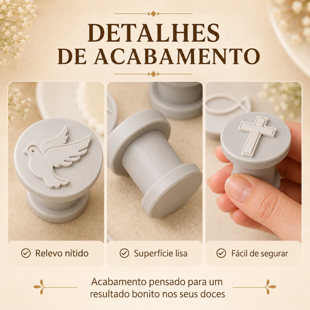 Kit 6 Carimbos Religiosos Para Doces Bolo Pasta Americana Confeitaria