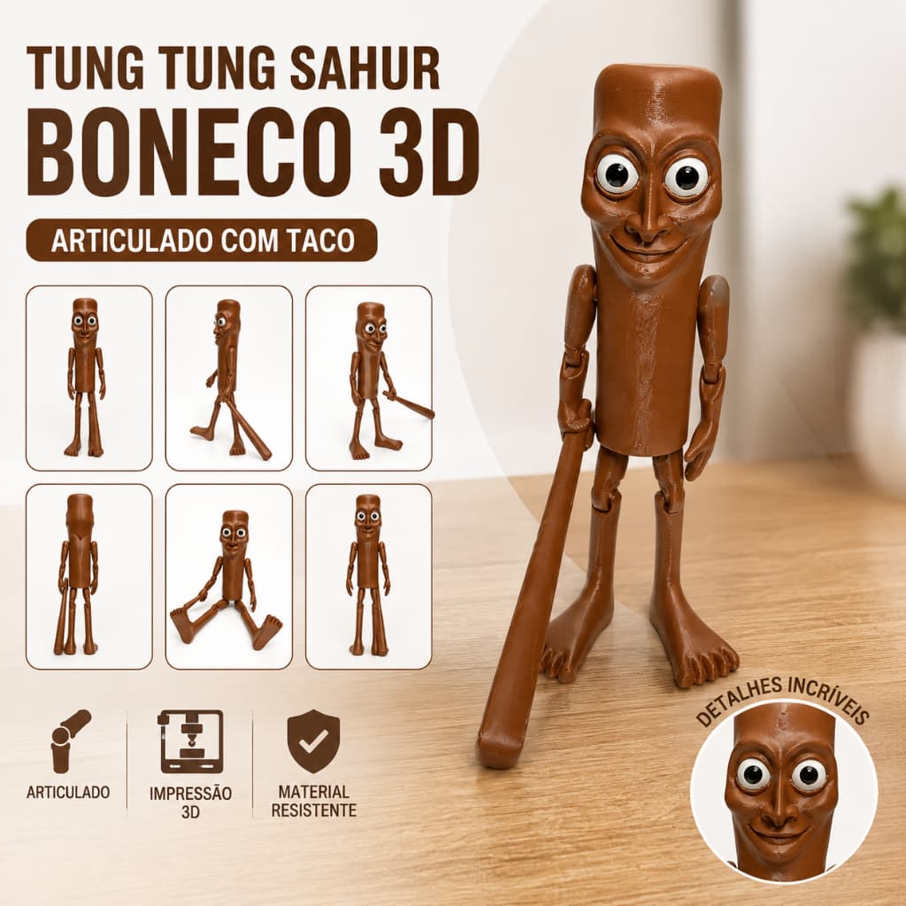 Tung tung tung sahur Boneco articulado com Taco