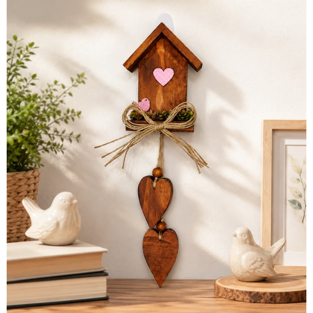 Enfeite de Parede com Casinha C/ 2 corações - Gra decorações