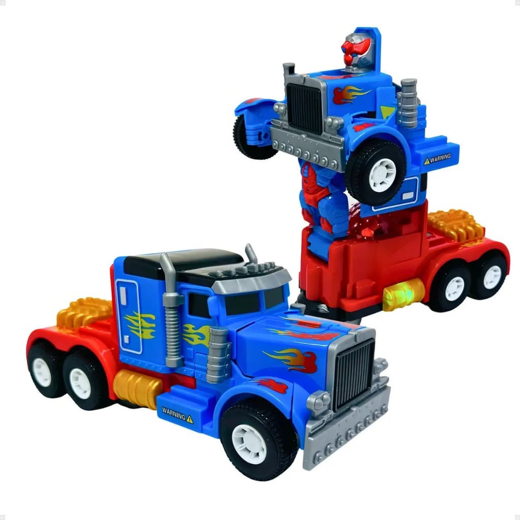 Caminhão Robô Transformável Infantil Brinquedo 2 em 1 Com Luzes e Sons Menino