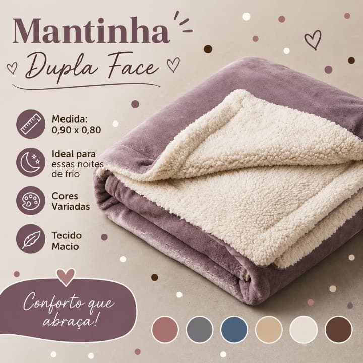 Mantinha Pet Dupla face Solft Sherpa medida 0.90x0.80