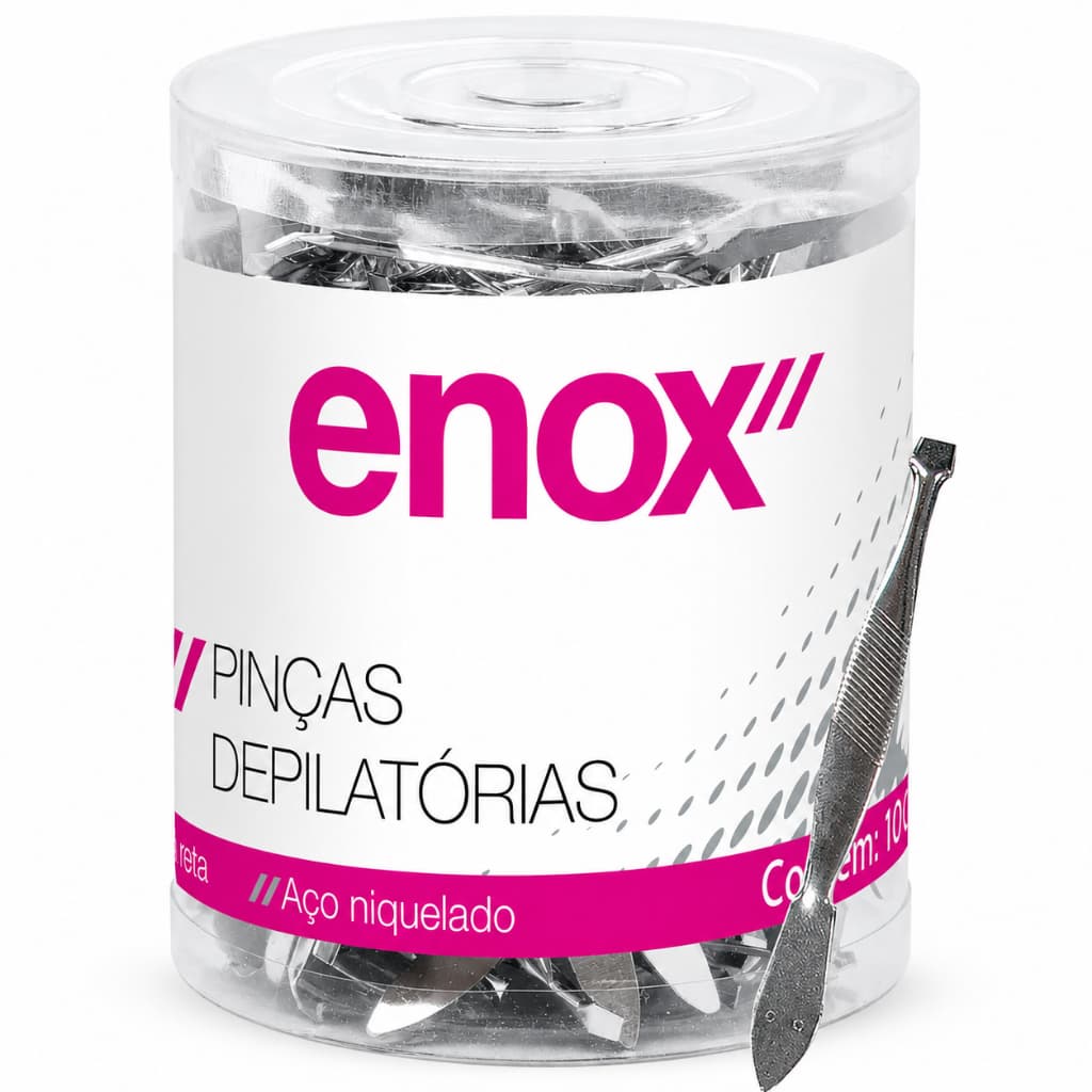 Pinça Enox Ponta Reta Pote Com 100 Unidades Ref.941