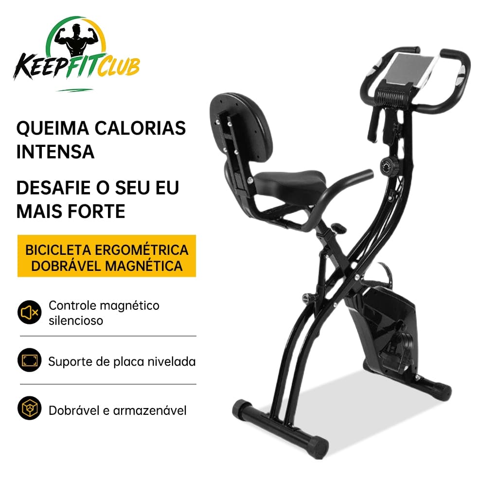 Bicicleta Ergométrica Dobrável Magnética Silenciosa 10 Níveis Resistência Monitor Cardíaco 150kg Treino em Casa