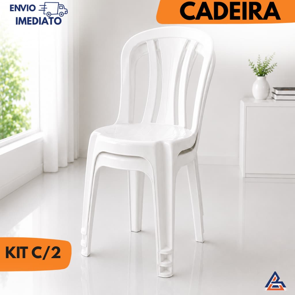 Kit 2 Cadeiras Plásticas Bistrô Branco Reforçadas – Super Resistente