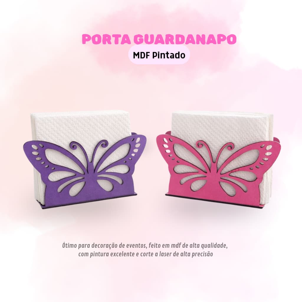 Kit Porta Guardanapo Borboleta Ideal para Decoração de Mesa Eventos Festa Casamento em MDF Pintado