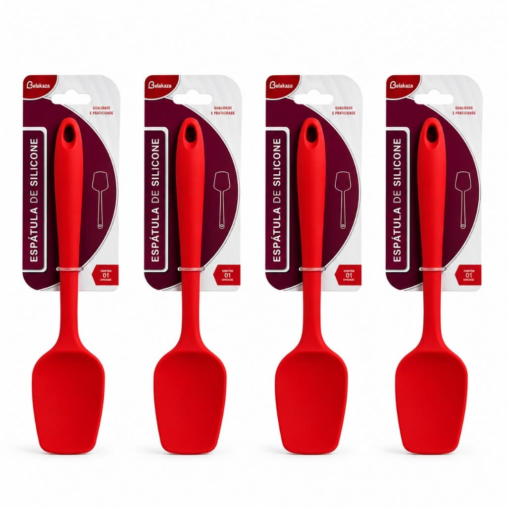 Kit Espátula de Silicone Vermelha Belakaza C/04 Unidades