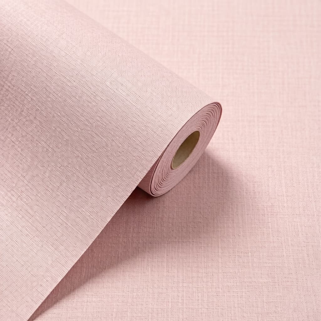 Papel Adesivo Rosa Claro Texturizado Fácil de Instalar Impermeável para Decoração Residencial 5m x 45cm
