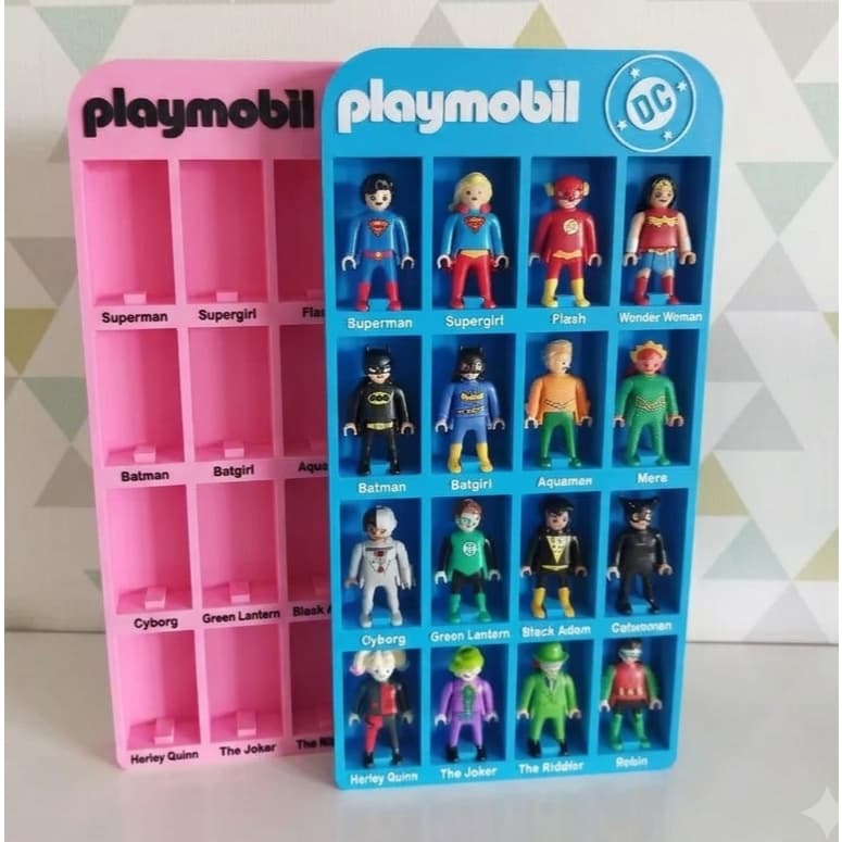Estante para Playmobil DC Kinder Organizador Porta Bonecos Colecionáveis Cores Variadas