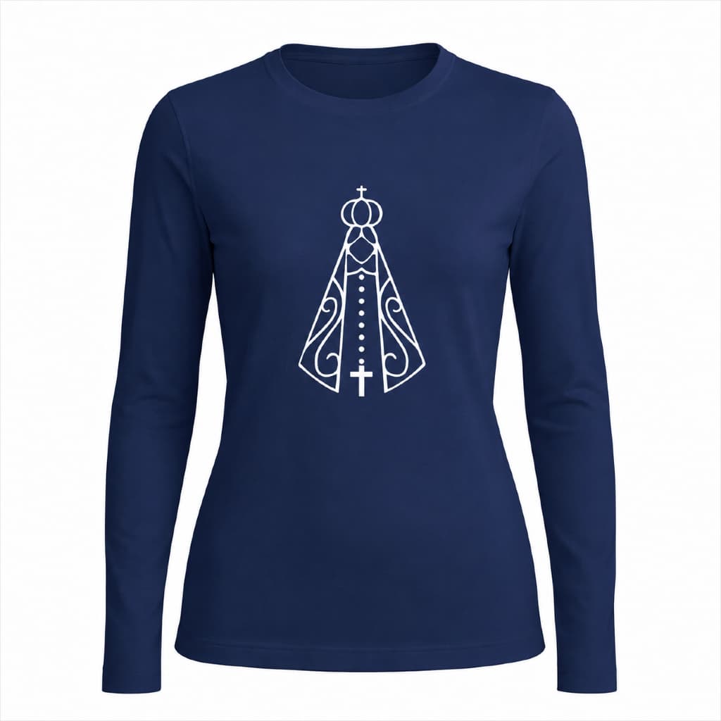 Camisa UV Feminina Manga Longa Nossa Senhora Aparecida Proteção Solar Térmica Poliéster AGRO CRISTÃ.