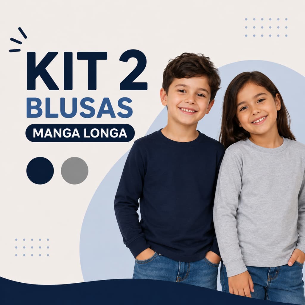 Kit 2 Blusas Manga Longa Ribana Infantil Menino Menina Inverno Conforto 1 ao 12