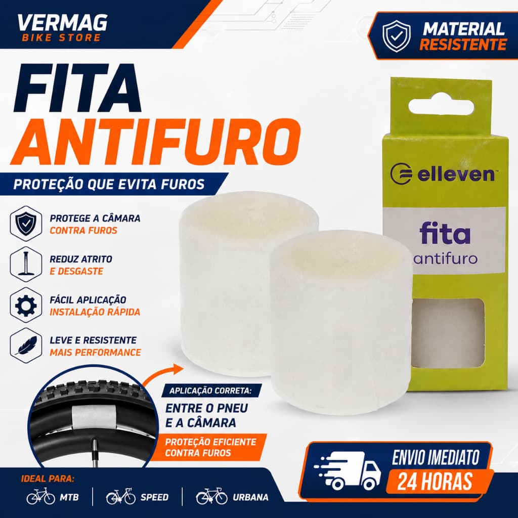 Par de Fita Anti-furo  Elleven Bike Bicicleta Aro 26/29 Protetora Pneu Camara