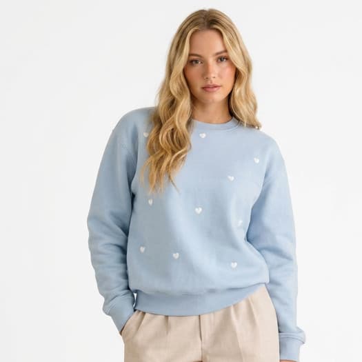 Blusa de Moletom Feminina Gola Redonda Manga Longa Casual Inverno