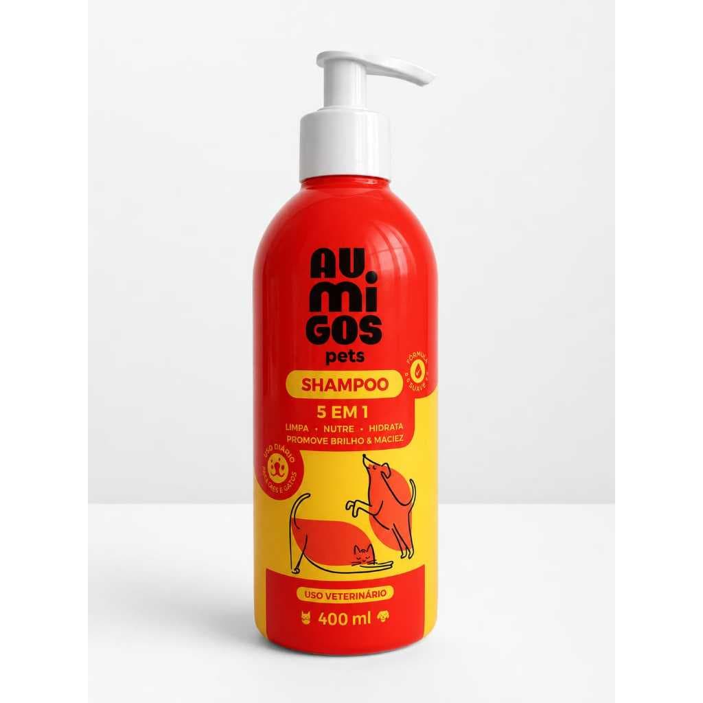 Shampoo Au.Migos Pets 400ml para Cães e Gatos Filhotes: Limpeza Suave e Fragrância Duradoura