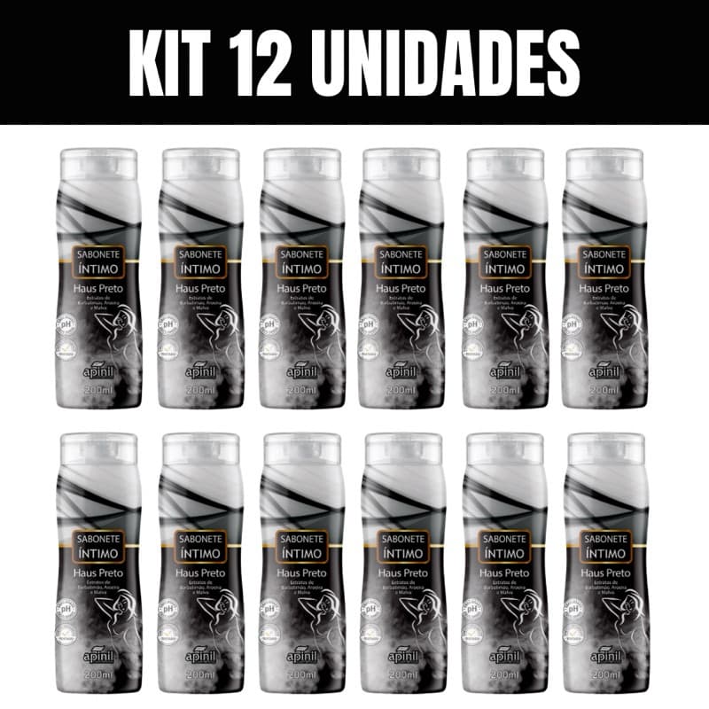 Revenda KIT 12 Sabonetes Íntimo Corporal APINIL 200ml - Fragrância HAUS PRETO Refrescante
