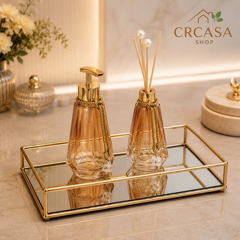 Bandeja De Luxo Espelhada Dourada Premium Organizadora Perfumes/  Maquiagem 20x12CM