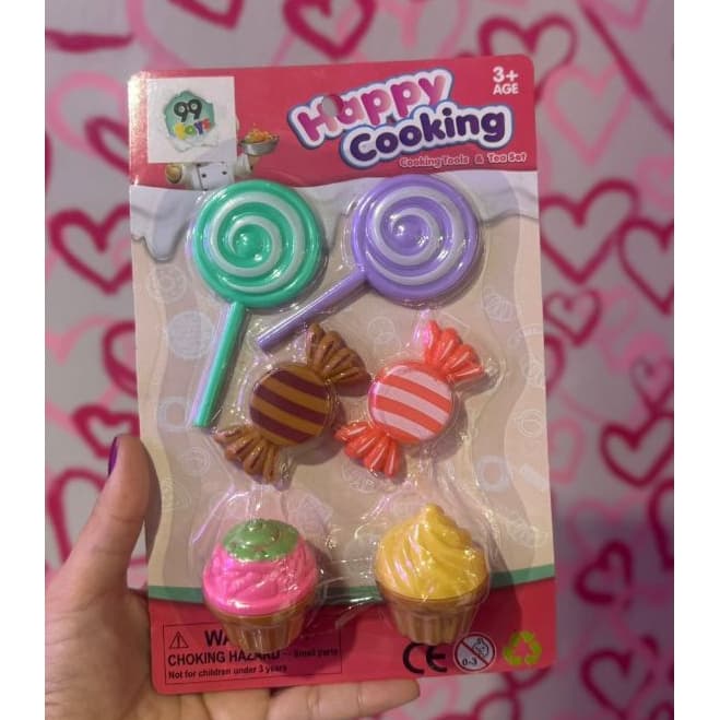 Kit de Cozinha Infantil Com Pirulito + Bala + Sorvete Kitchen Com 6 Peças, Brinquedo Educativo Infantil