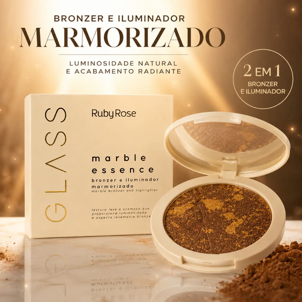 Bronzer e Iluminador Marmorizado Marble Essence Ruby Rose
