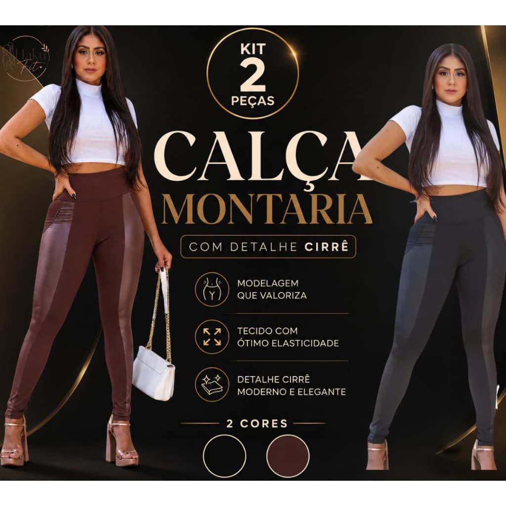 Kit 2 calça montaria com detalhe Cirre  Flanelada Cintura alta Zero transparencia premiun