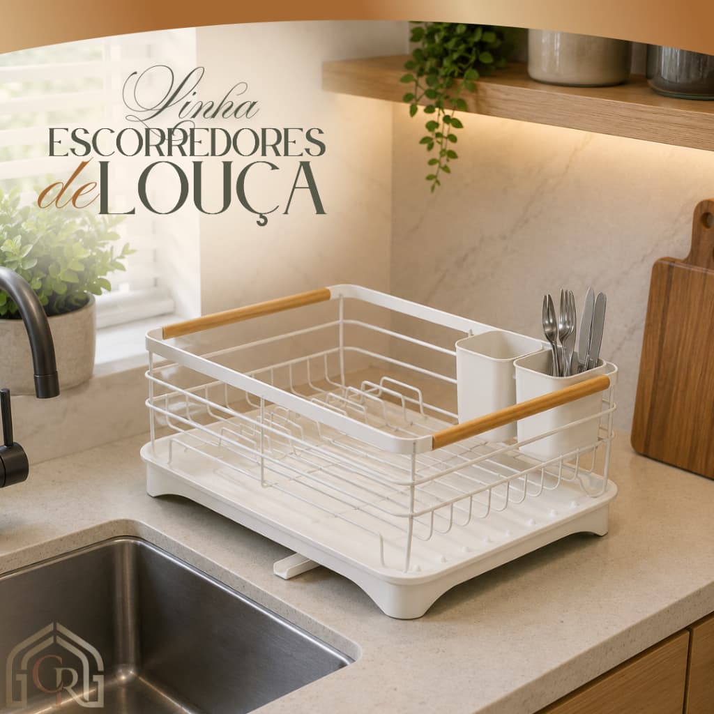 Escorredor Louças Porta Talheres Base Coletora Organizador Prático Resistente Cozinha