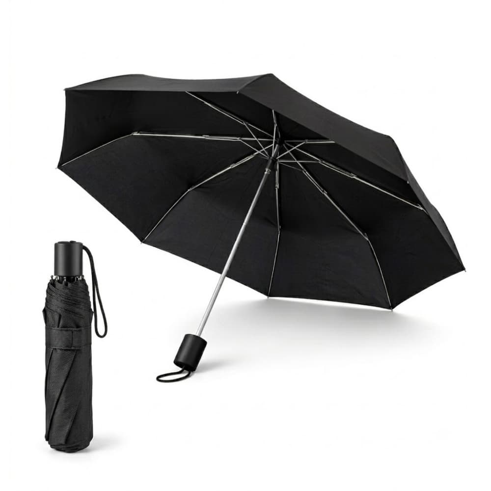 Guarda Chuva De Bolsa 23cm Dobrável Resistente Preto