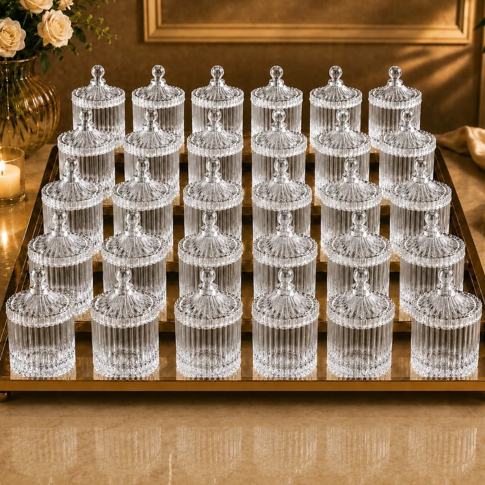 Kit 25 30 Potiche Vidro Bomboniere Decoração Lembrancinha Eventos Casamento Aniversário Batizado Chá de Bebê Buffet