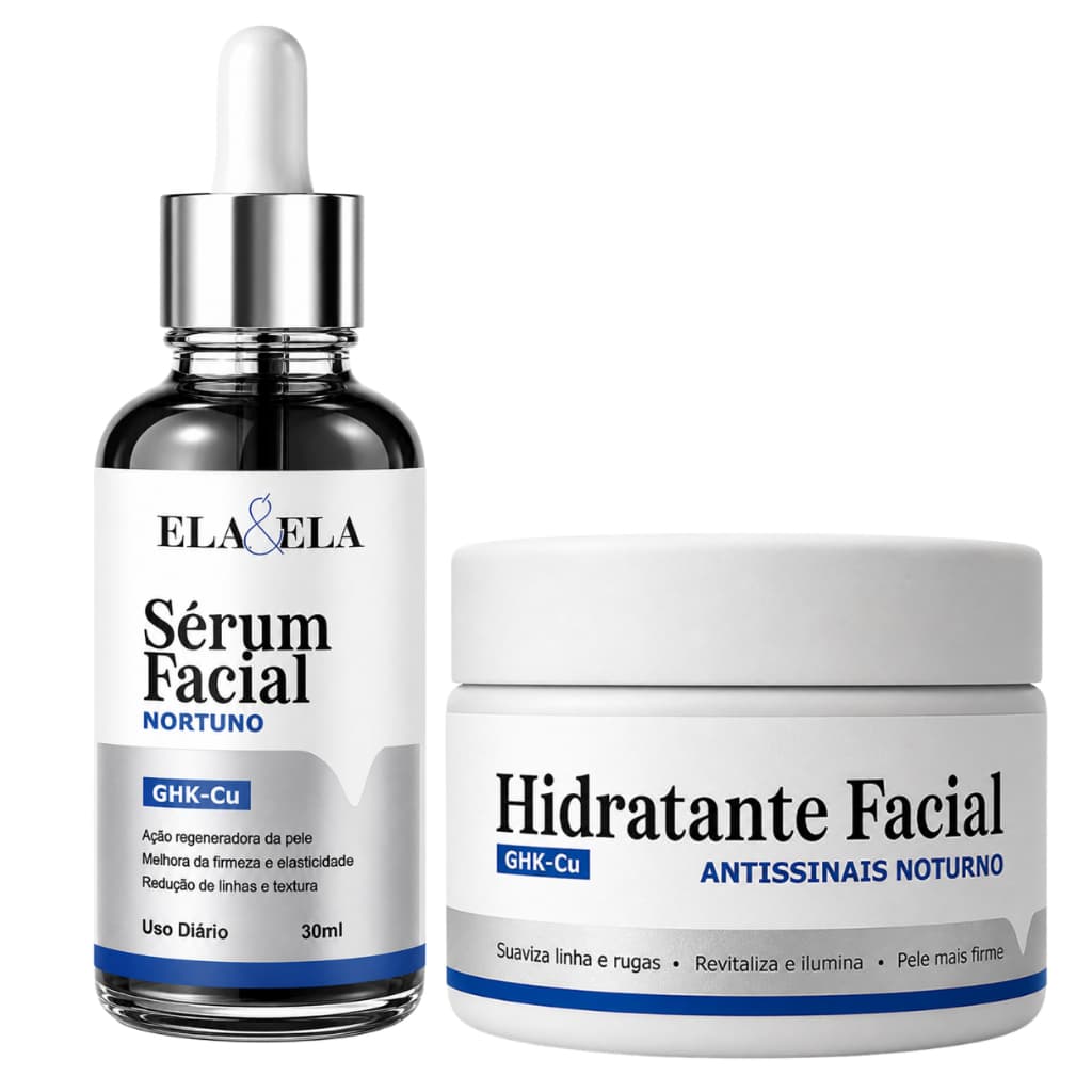 Kit Sérum Facial Noturno + Hidratante Antissinais Noturno | Regeneração, Firmeza e Hidratação