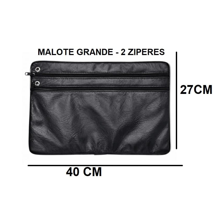 MALOTE PASTA ZIPER COURINO 2 ZIPER 27X40 PRETO