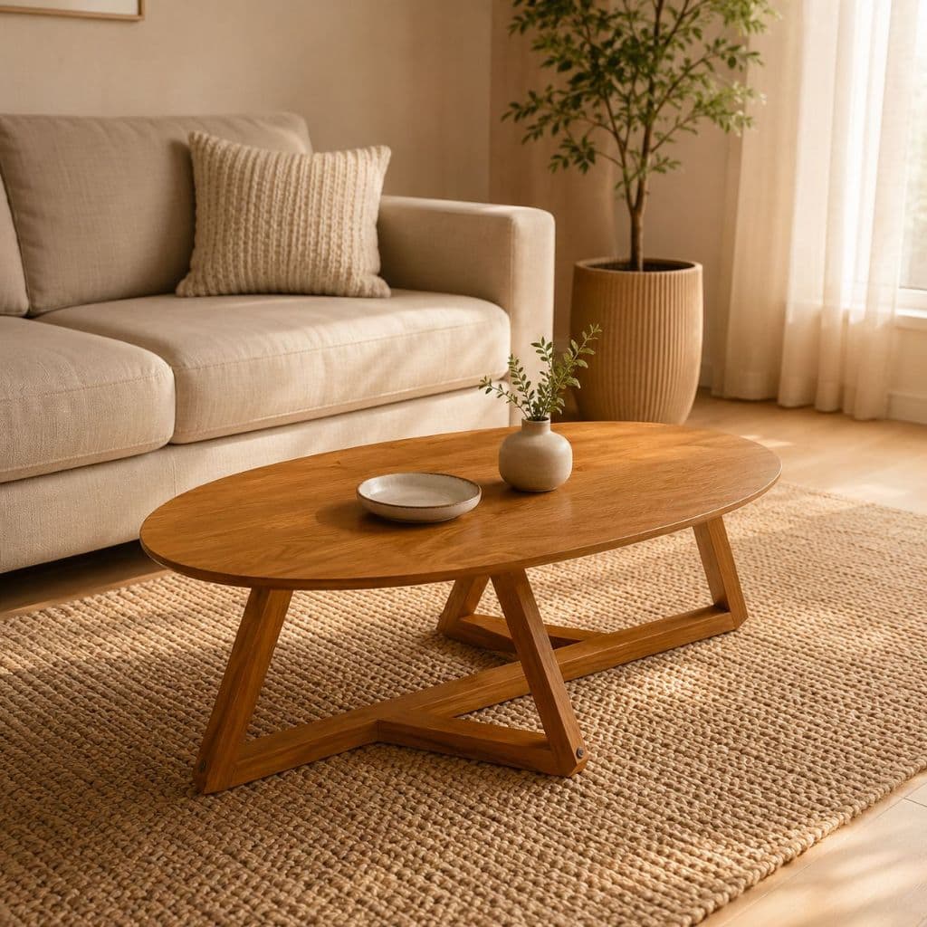 Mesa de Centro Tebarrot Classic com Pés em Madeira Maciça