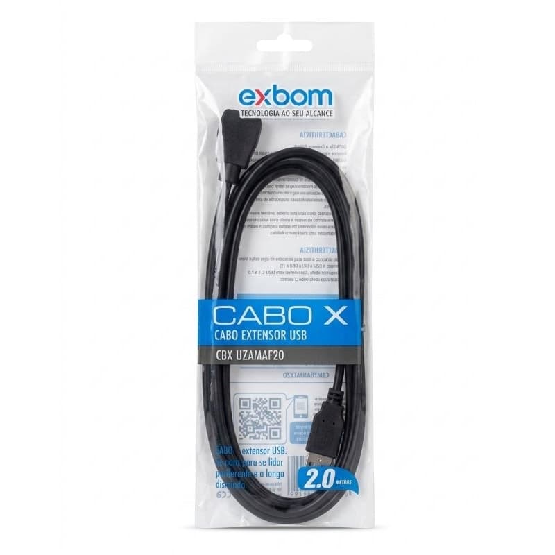 Cabo  extensor USB 2.0 AM/AF exbom  para impressora, webcam,modems,mouse,teclados e etc.