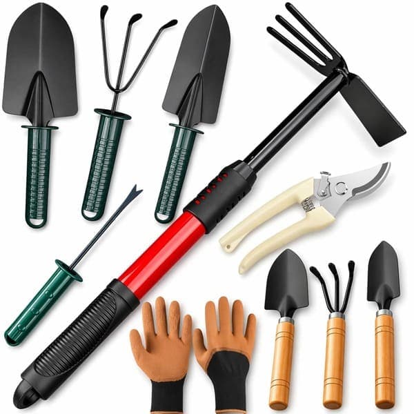 Kit Jardinagem 10 Ferramentas Jardim Completo do Iniciante ao Profissional Sacho Tesoura Luva Suculentas Ancinho Terra