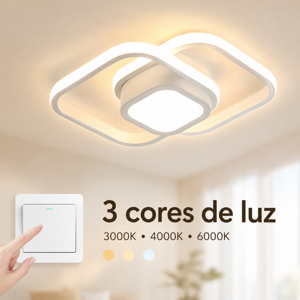 3 Cores Plafon LED Moderno Bivolt Luminária de Teto para Corredor Hall Entrada Escada