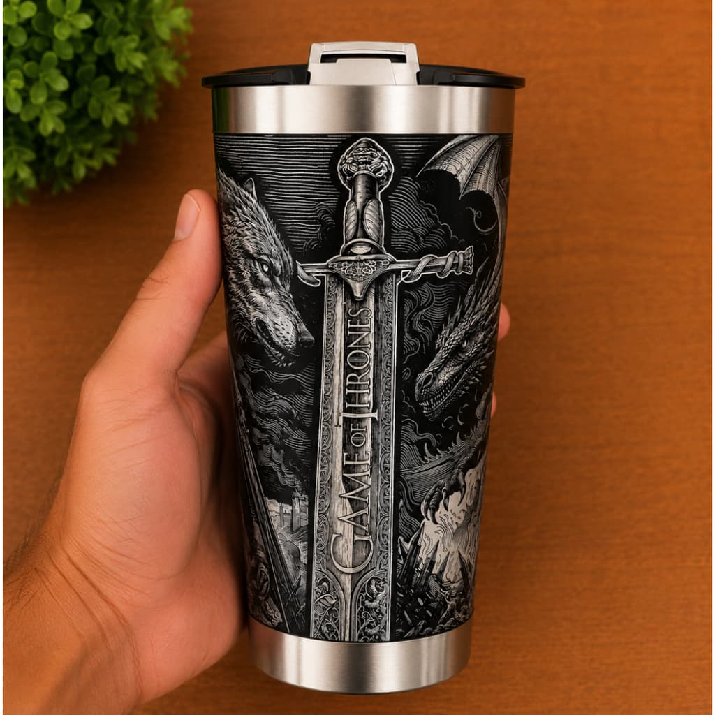 Copo Térmico Personalizado Game of thrones Gravação Laser 360 Graus Com Abridor | Game of Thrones, Presente Premium